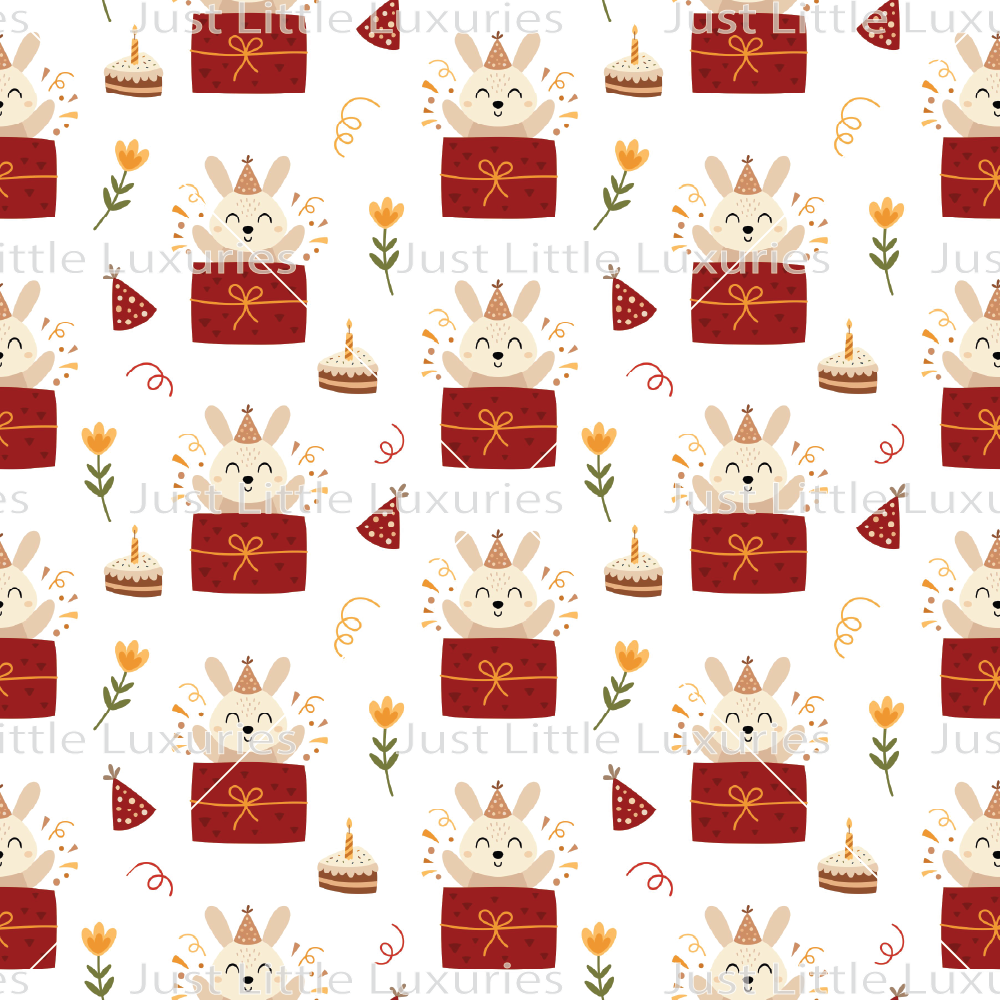 Bunny in Gift - Digital Edible Image (Seamless Pattern)