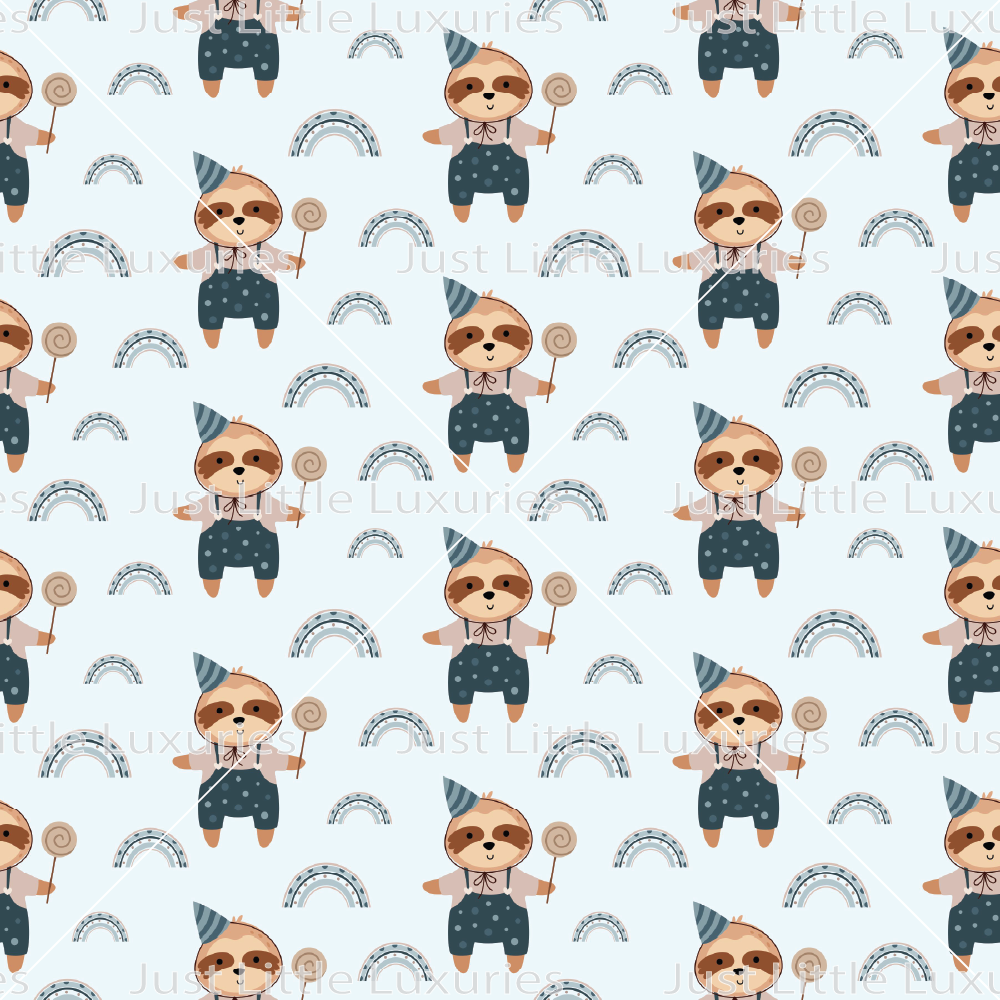 Party Sloth - Digital Edible Image (Seamless Pattern)