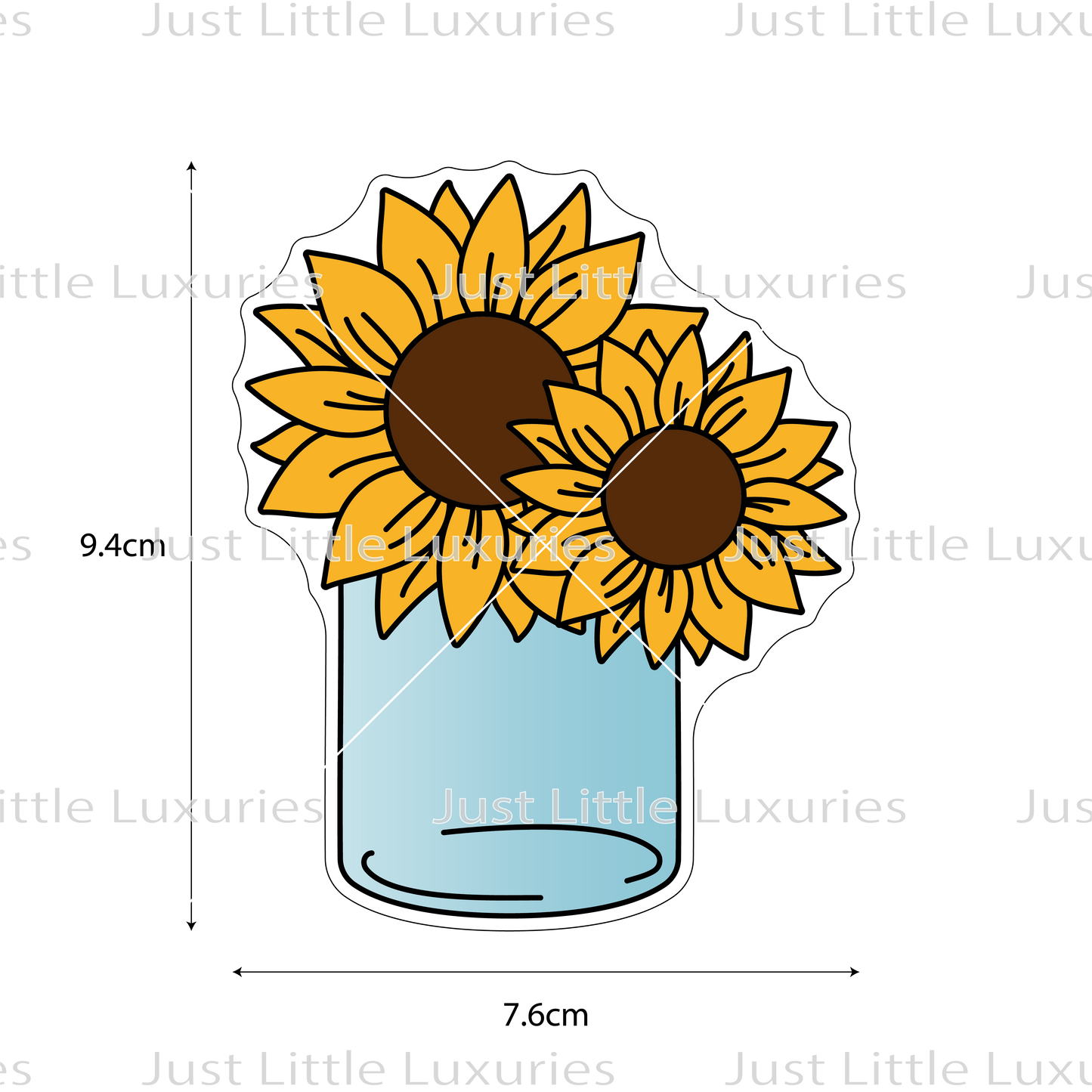 Mason Jar with Two Sunflowers Cookie Cutter