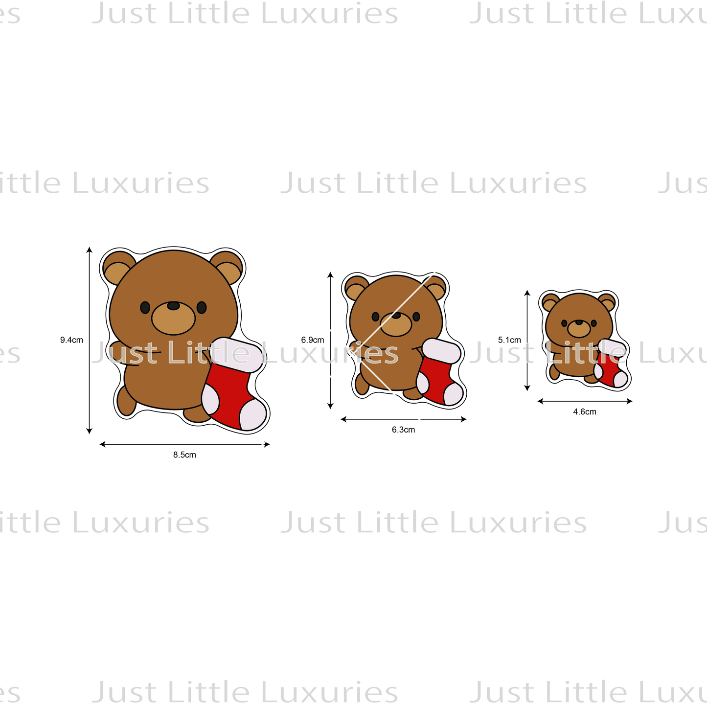 Christmas Plushies - Teddy with Stocking Cookie Cutter