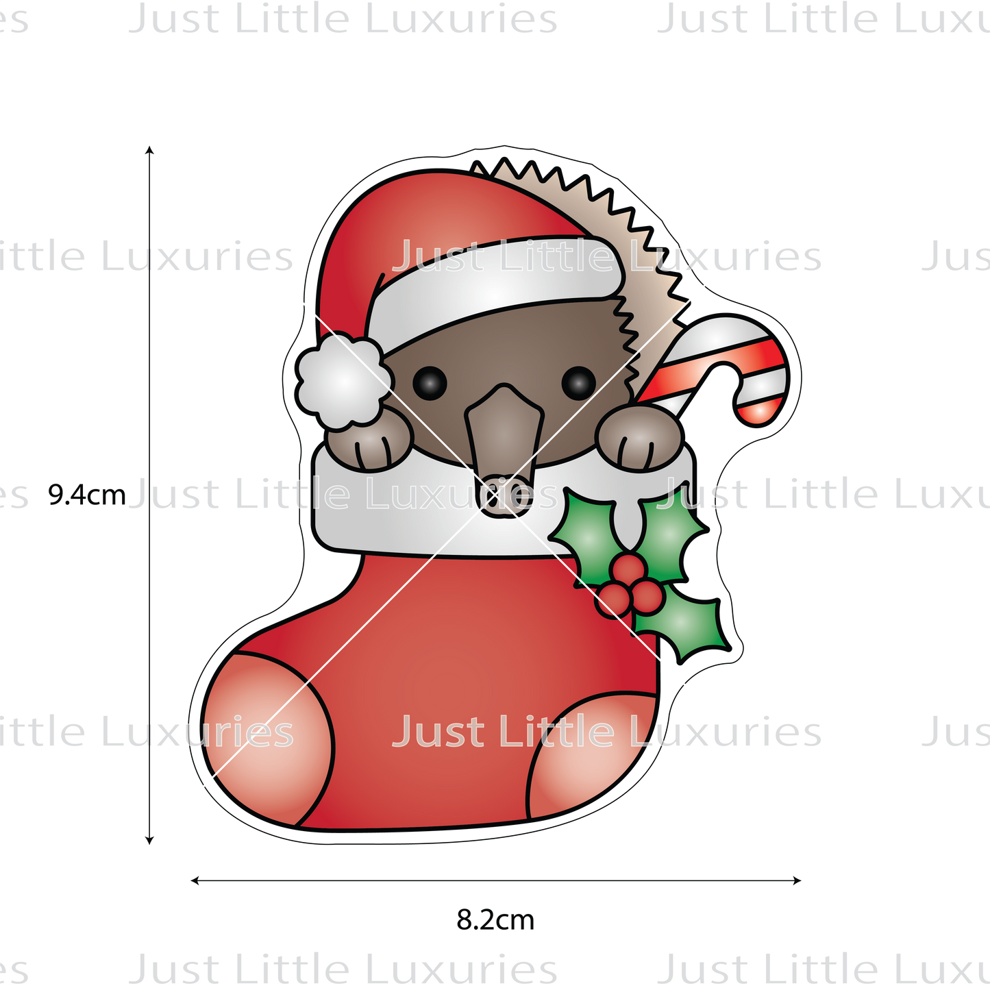 Christmas Echidna in Stocking Cookie Cutter