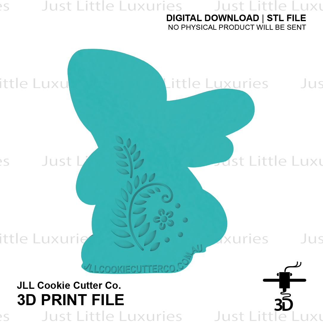 Floral Bunny Silhouette (4) Cutter and Stamp Set (DIGITAL DOWNLOAD)
