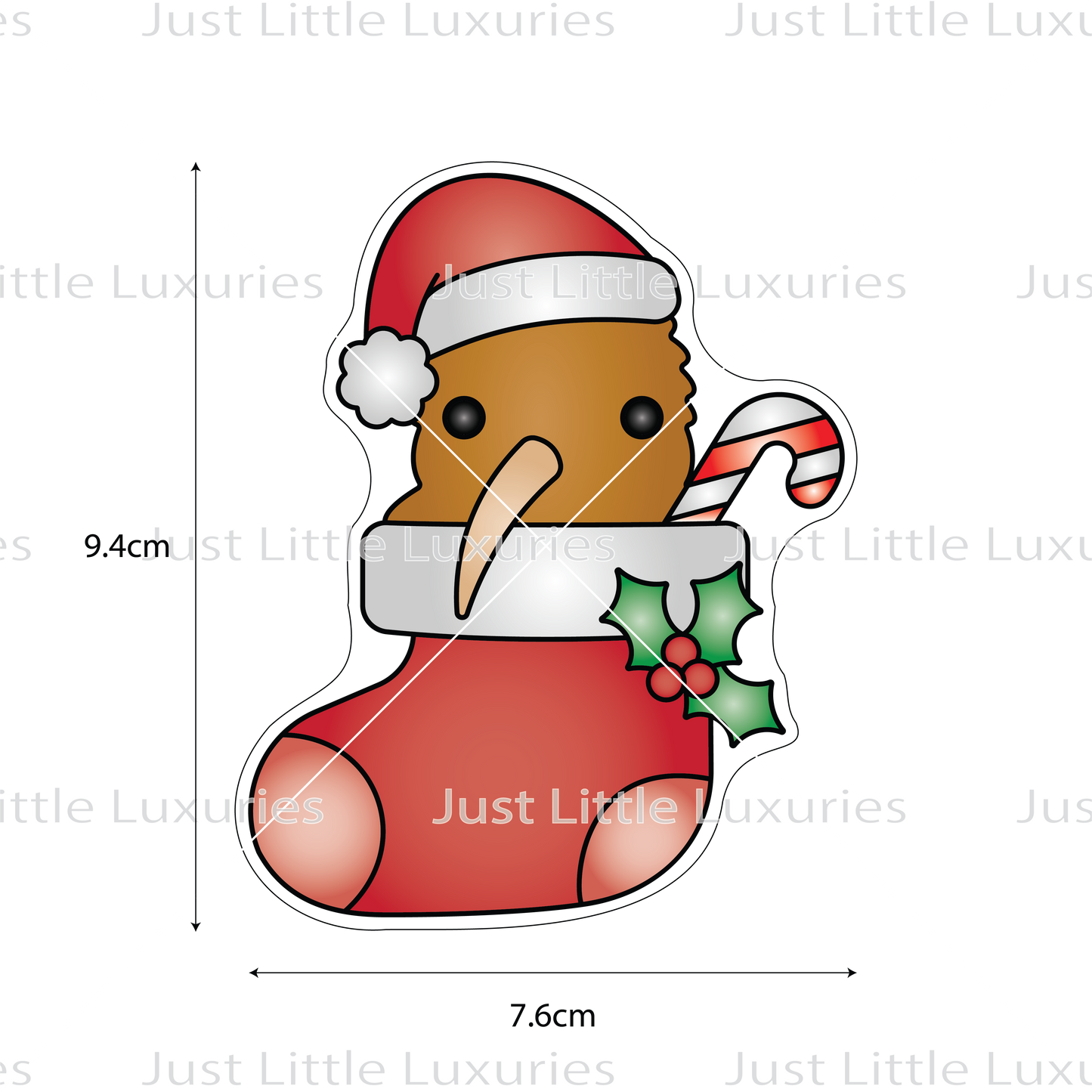 Christmas Kiwi in Stocking Cookie Cutter