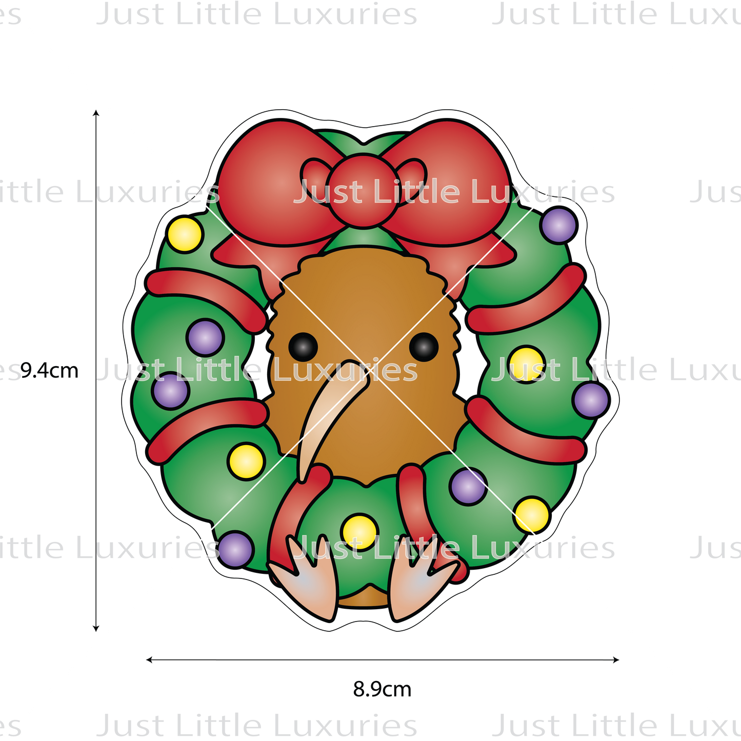 Christmas Kiwi in Wreath Cookie Cutter and Embosser (DIGITAL DOWNLOAD)
