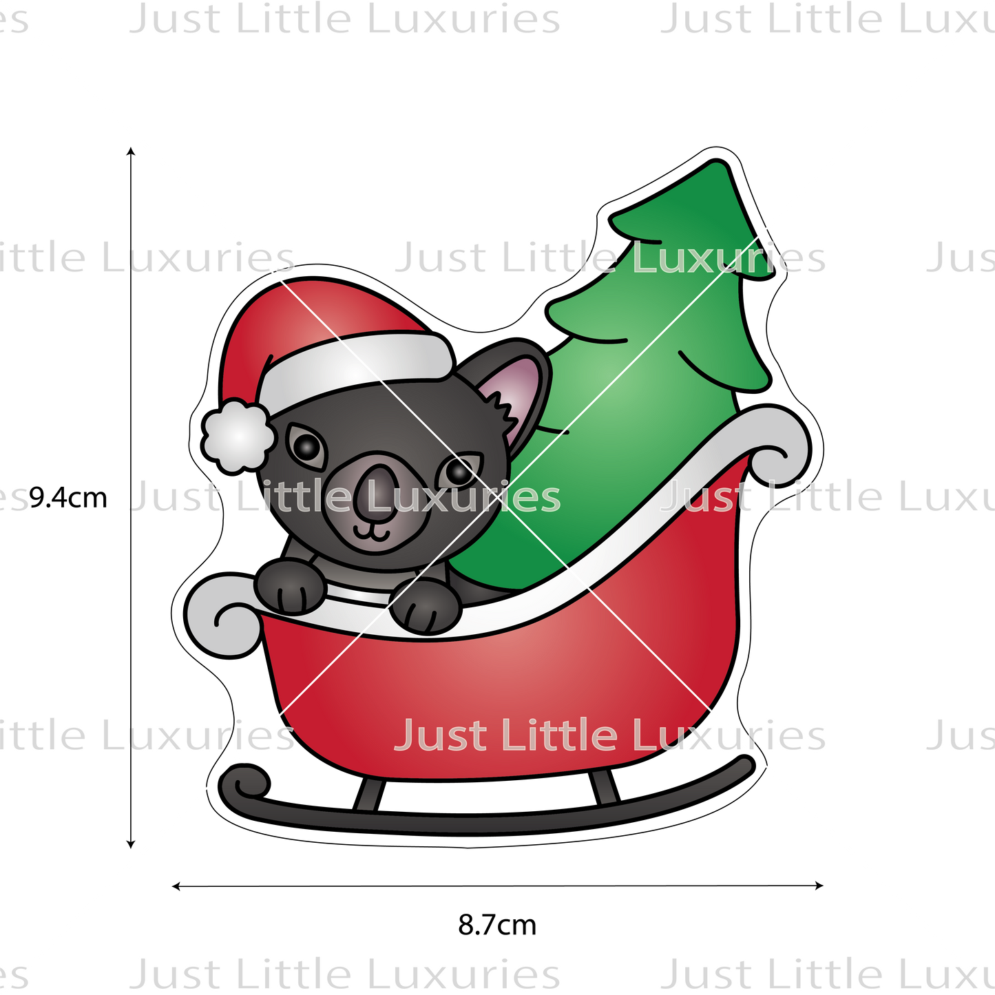 Christmas Tassie Devil in Sleigh Cookie Cutter