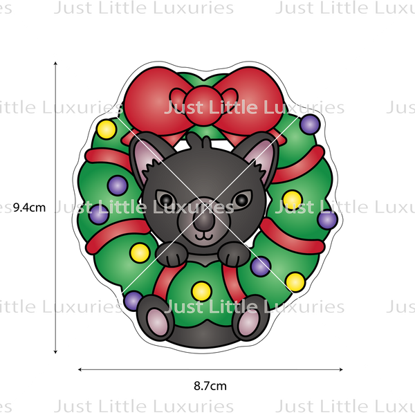 Christmas Tassie Devil in Wreath Cookie Cutter