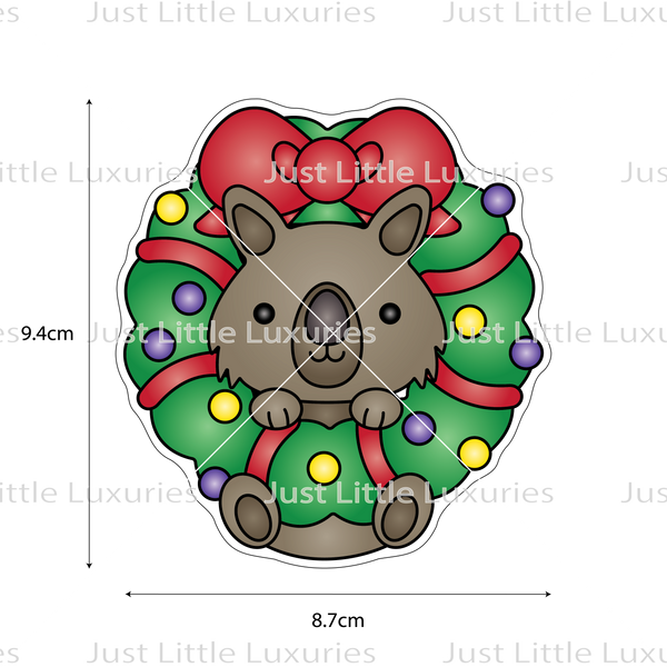 Christmas Wombat in Wreath Cookie Cutter