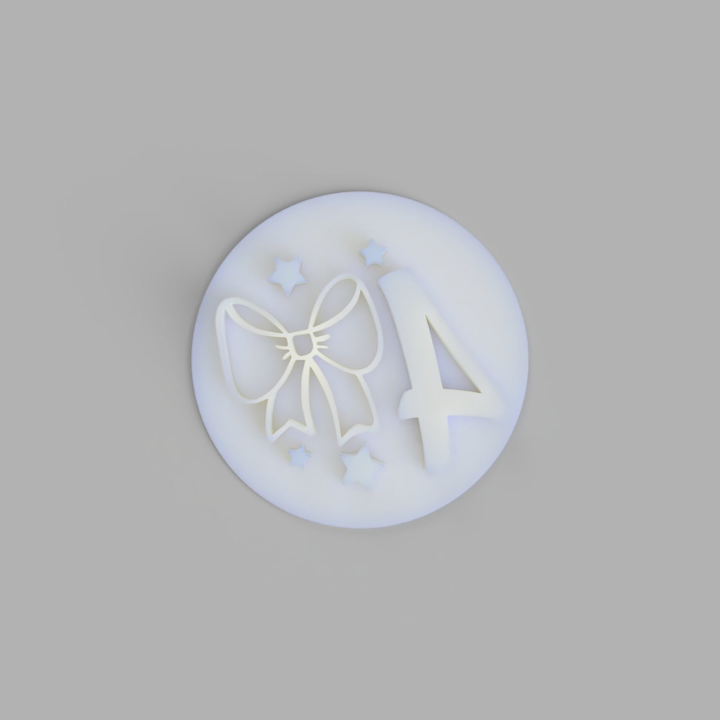 4th Birthday age with bow embosser- birthday cookie stamp fondant embosser - just-little-luxuries