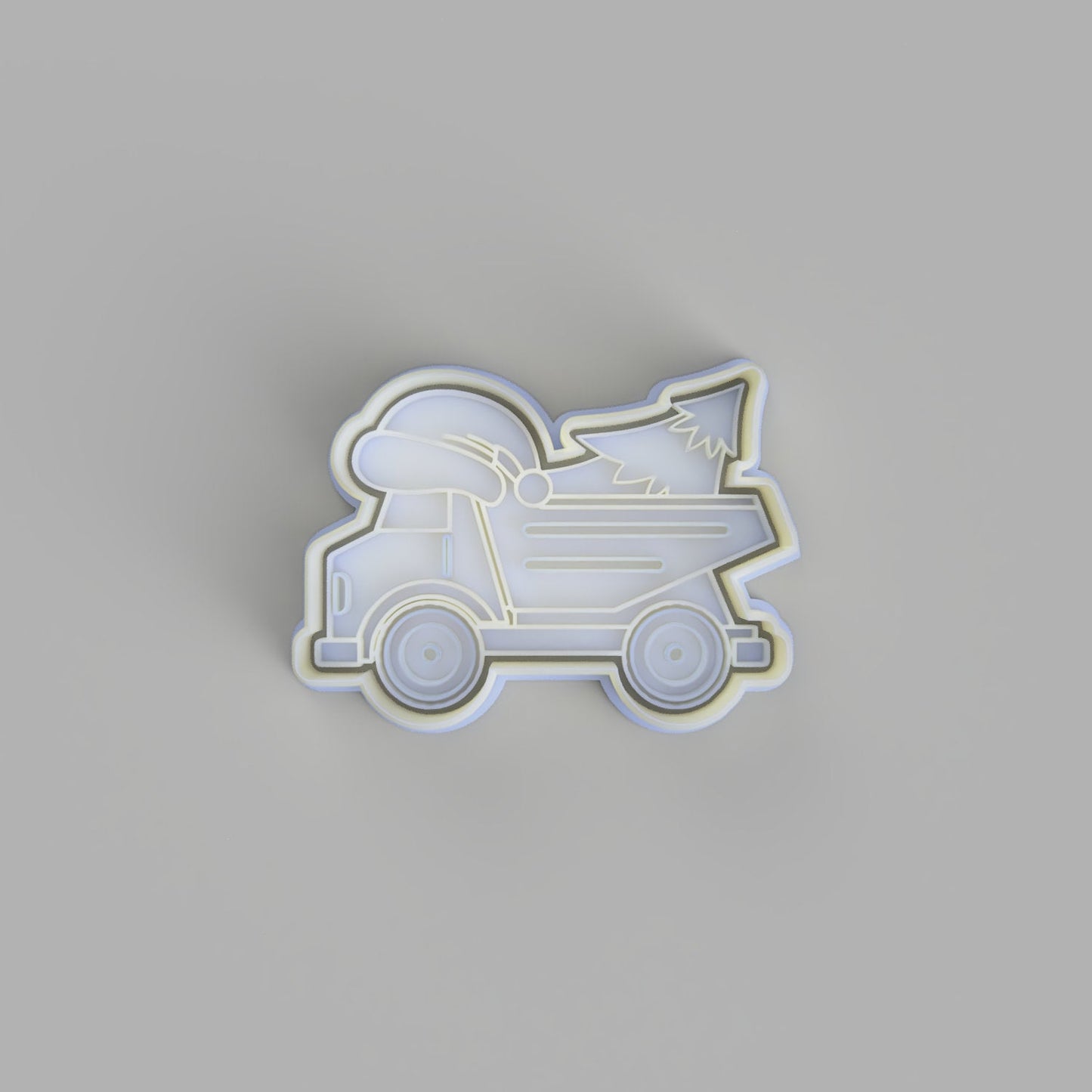 Dump truck with hat and tree - Christmas Cookie Cutter and Embosser - just-little-luxuries