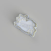 Mother's Day - Mom Banner Heart- Tattoo Style Cookie Cutter and Embosser - just-little-luxuries