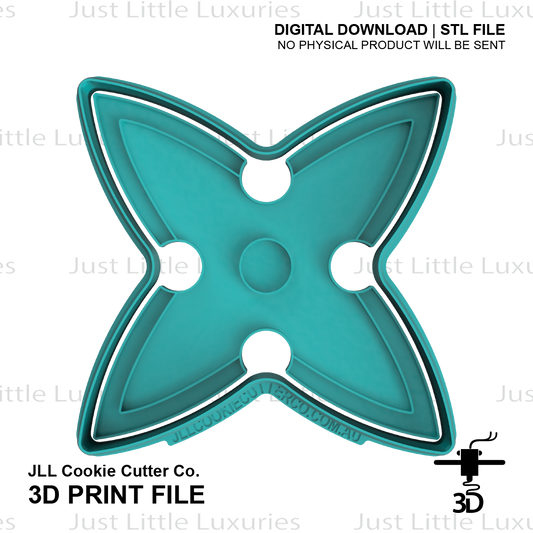 4 Point Ninja Star Cookie Cutter and Embosser (DIGITAL DOWNLOAD)