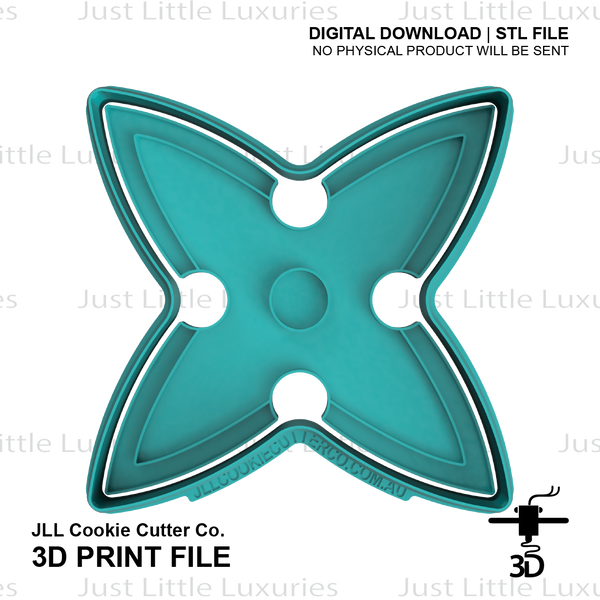 4 Point Ninja Star Cookie Cutter and Embosser (DIGITAL DOWNLOAD)