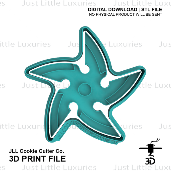 5 Point Ninja Star Cookie Cutter and Embosser (DIGITAL DOWNLOAD)