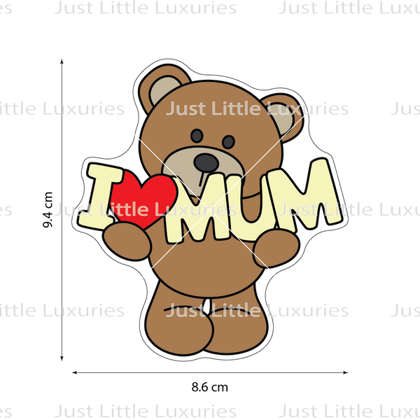 "I love mum" Teddy Cookie Cutter