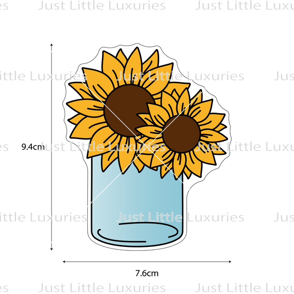 Mason Jar with Two Sunflowers Cookie Cutter