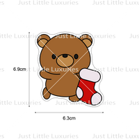 Christmas Plushies - Teddy with Stocking Cookie Cutter