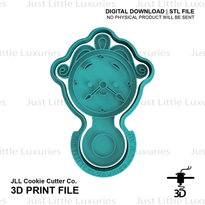 Cogsworth Baby Rattle Cookie Cutter (STL - Digital Download)