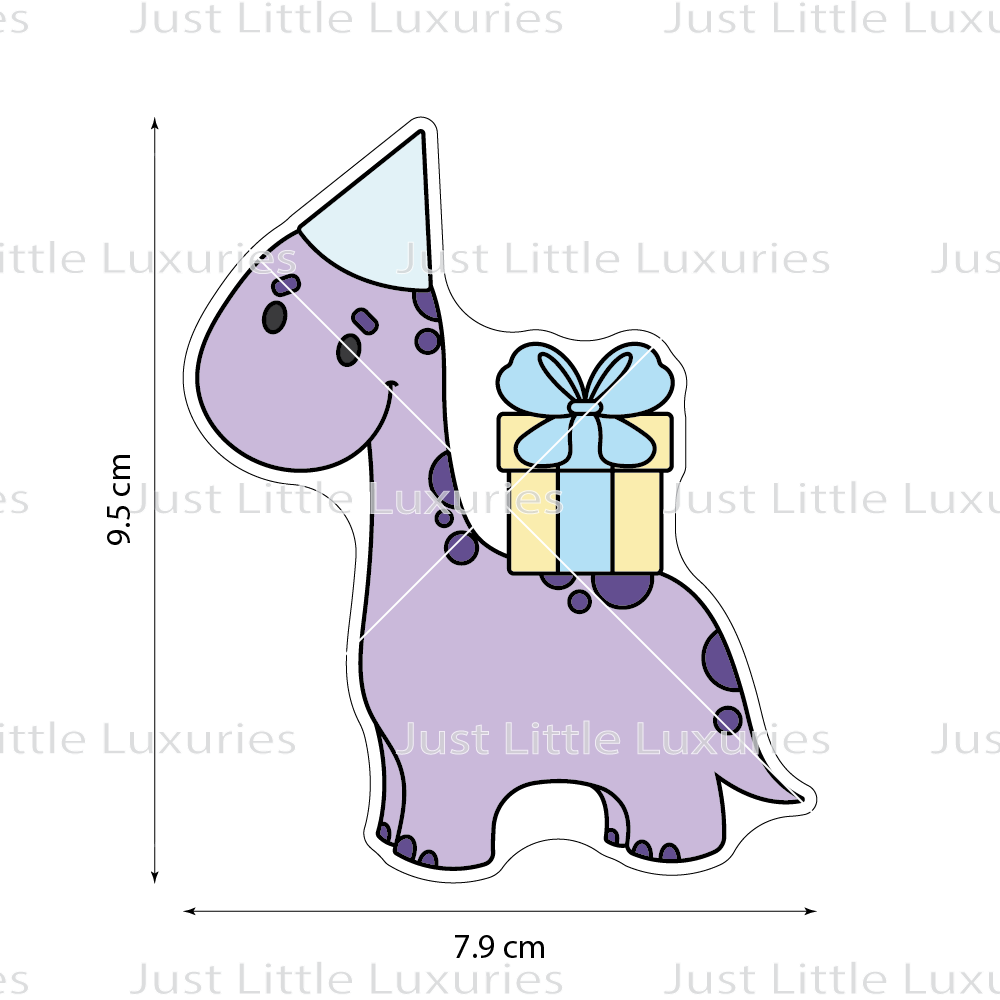 Dinosaur with Gift on Back Cookie Cutter | Party Dinos