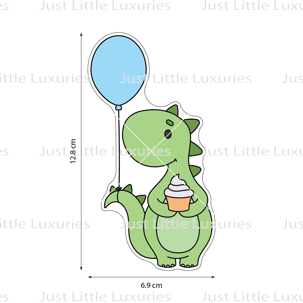 Dinosaur with Single Balloon and Cupcake Cookie Cutter | Party Dinos