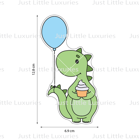 Dinosaur with Single Balloon and Cupcake Cookie Cutter | Party Dinos