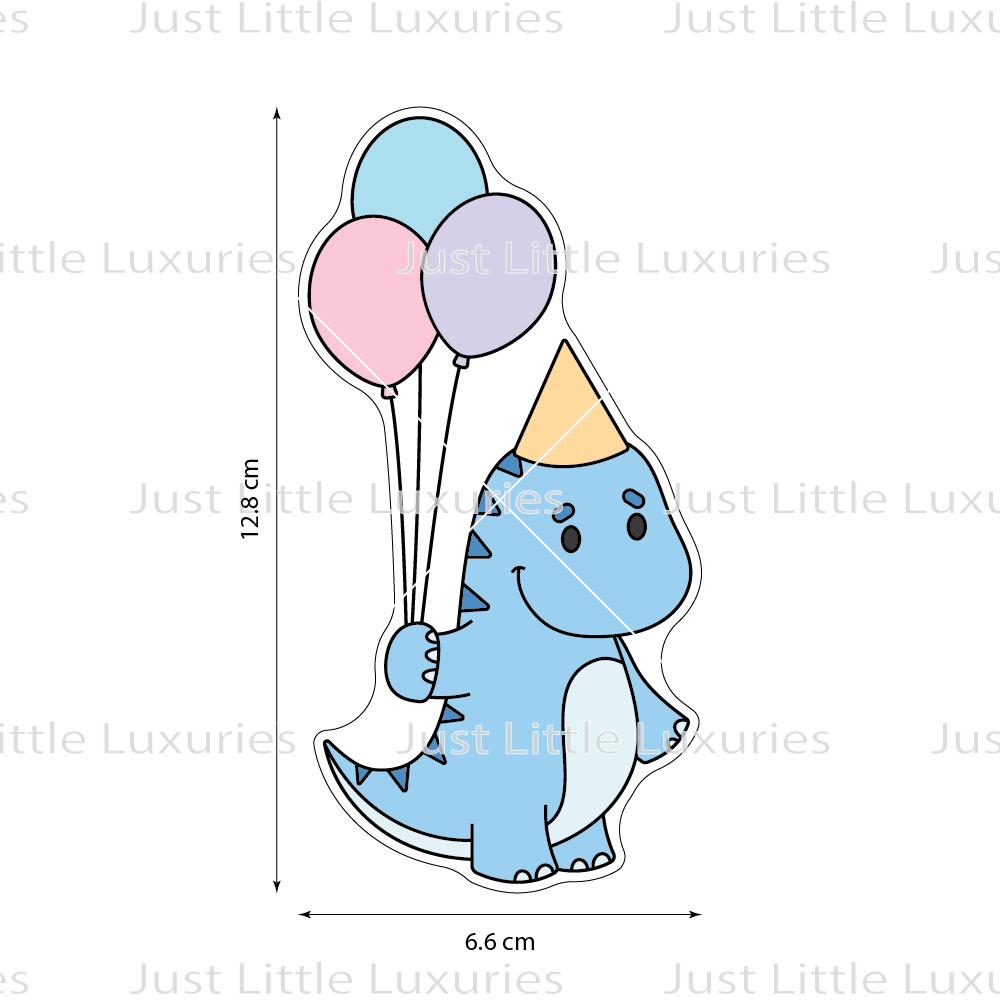 Dinosaur with Three Balloons Cookie Cutter | Party Dinos