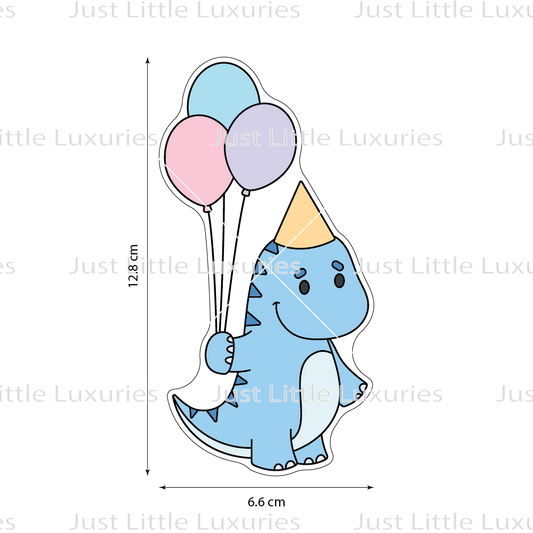 Dinosaur with Three Balloons Cookie Cutter | Party Dinos