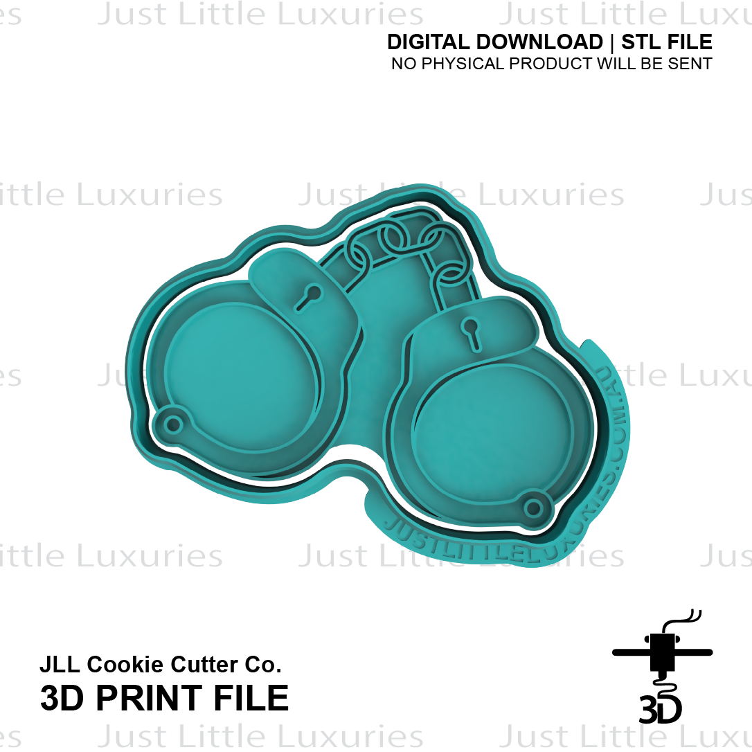 Handcuffs Cookie Cutter and Stamp Set (DIGITAL DOWNLOAD)