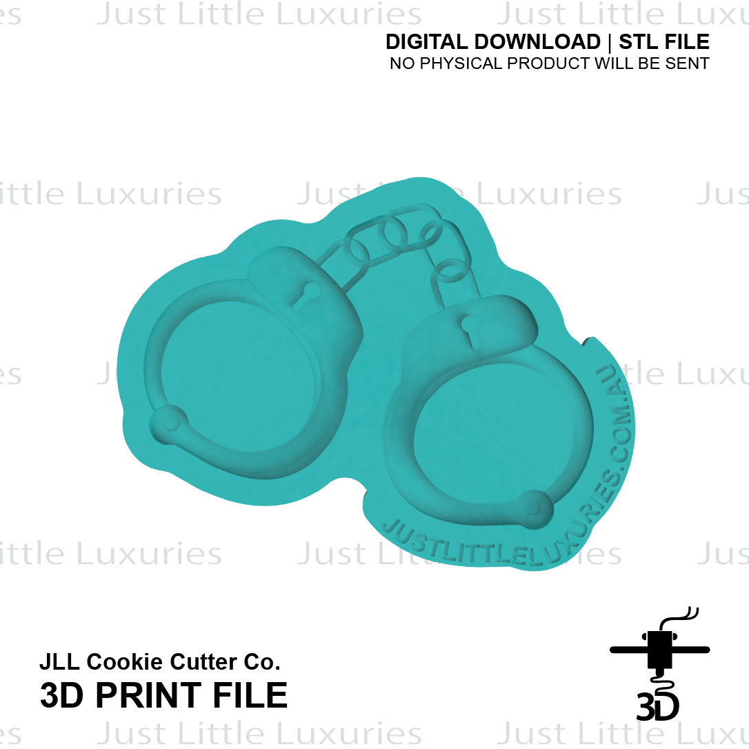 Handcuffs Cookie Cutter and Stamp Set (DIGITAL DOWNLOAD)