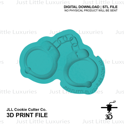 Handcuffs Cookie Cutter and Stamp Set (DIGITAL DOWNLOAD)
