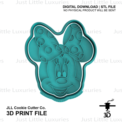 Girl Mouse Face Cookie Cutter (STL - Digital Download)