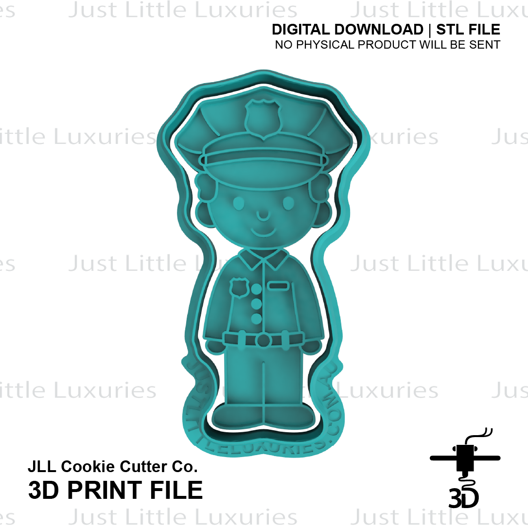 Police Officer (3) Cookie Cutter (STL - Digital Download)