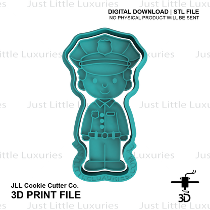 Police Officer (3) Cookie Cutter (STL - Digital Download)