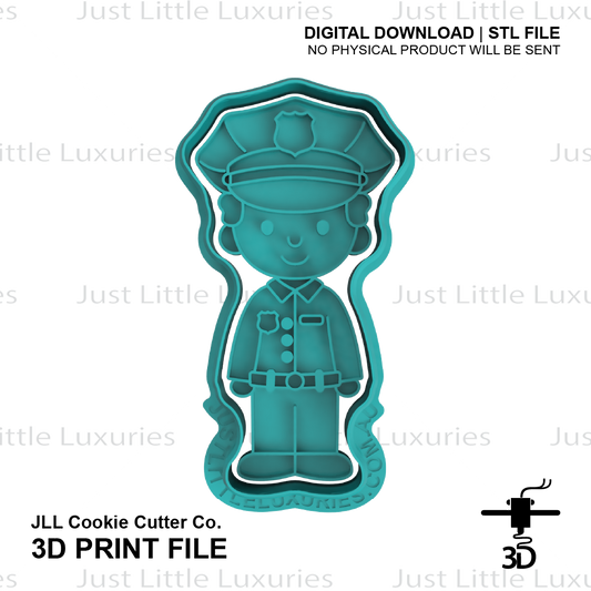 Police Officer (3) Cookie Cutter (STL - Digital Download)