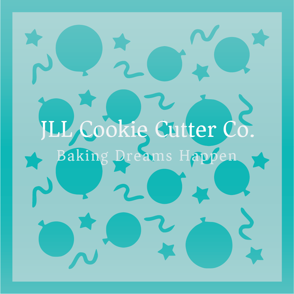 Balloons and Streamers Cookie Stencil