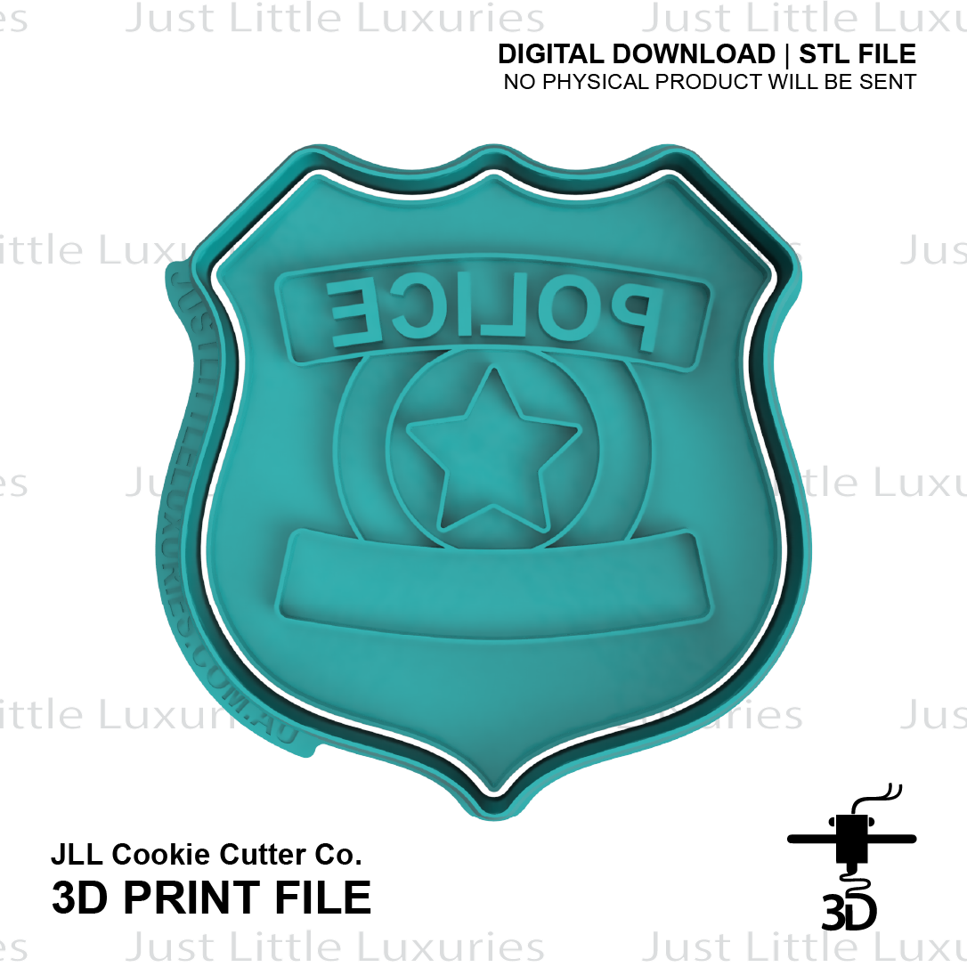 Police Badge Cookie Cutter (STL - Digital Download)