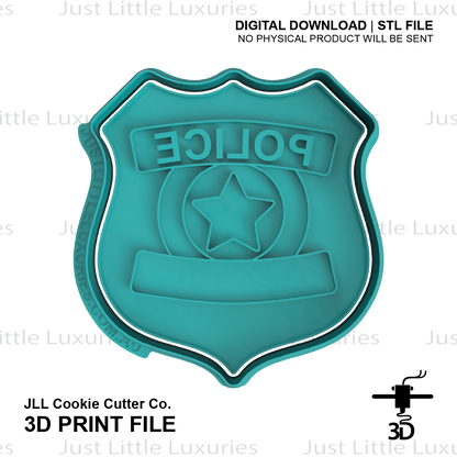 Police Badge Cookie Cutter (STL - Digital Download)