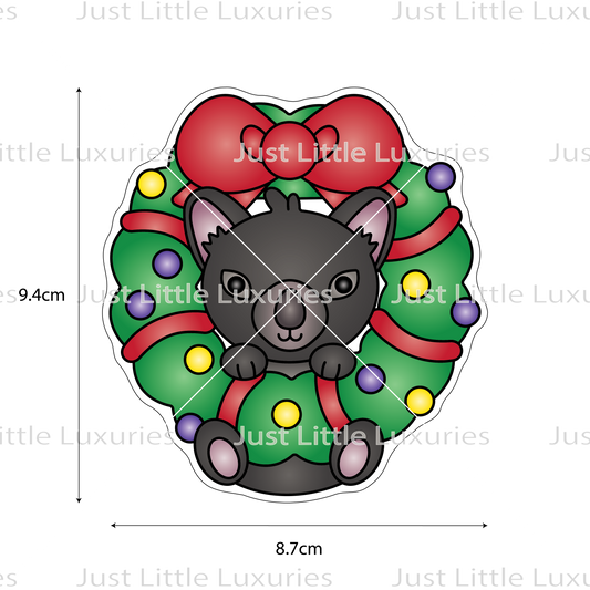 Christmas Tassie Devil in Wreath Cookie Cutter