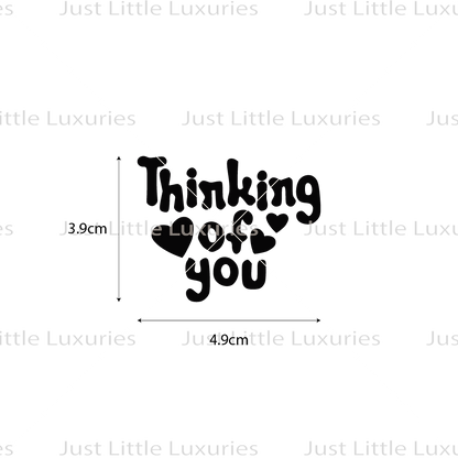 Thinking of You' cookie stamp dimensions of 3.9 cm height and 4.9 cm width from the Valentine's Day collection, ideal for expressing affection with baked goods.