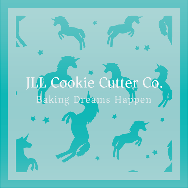 Unicorns with Stars Cookie Stencil