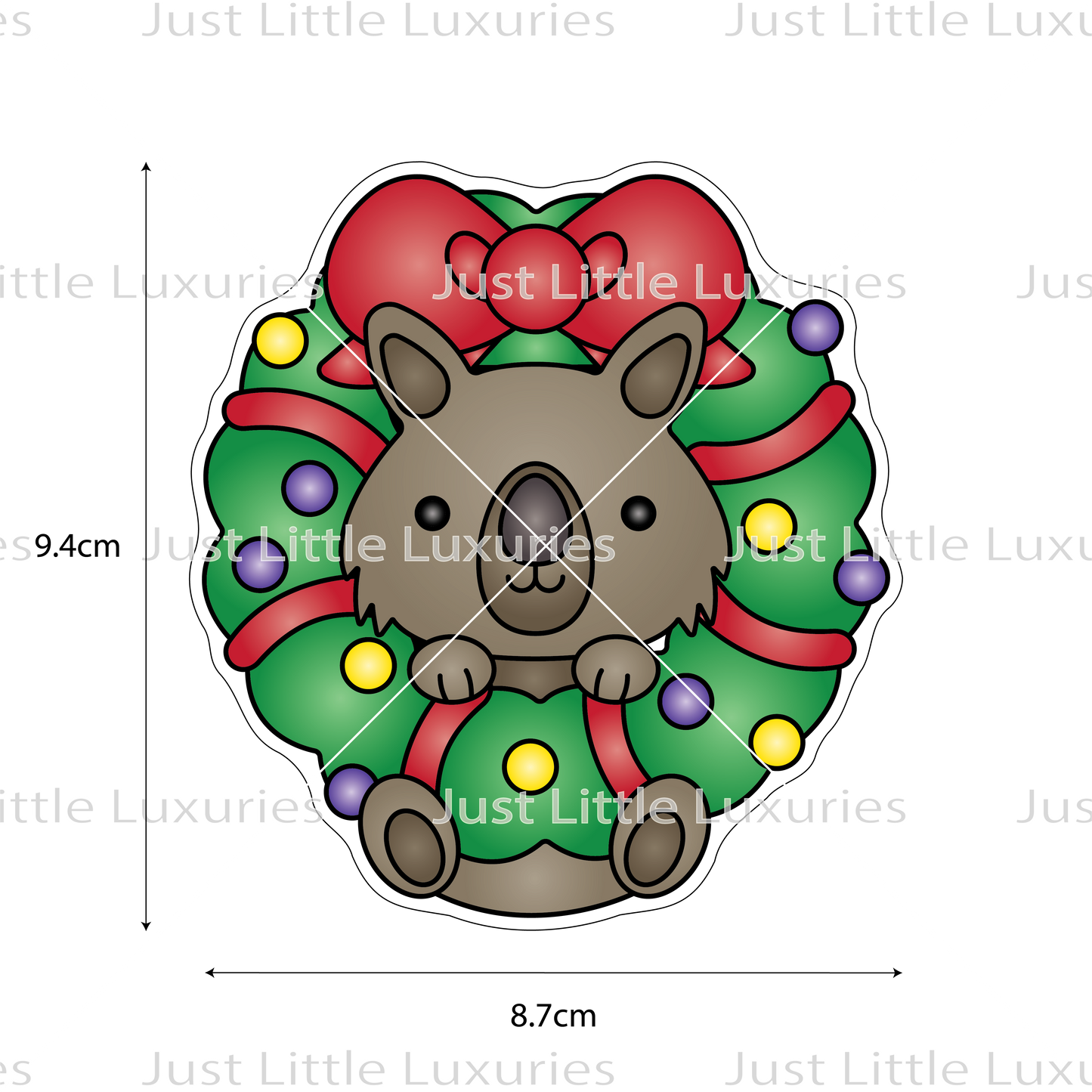 Christmas Wombat in Wreath Cookie Cutter