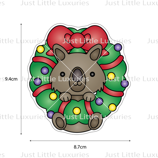 Christmas Wombat in Wreath Cookie Cutter