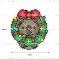 Christmas Wombat in Wreath Cookie Cutter