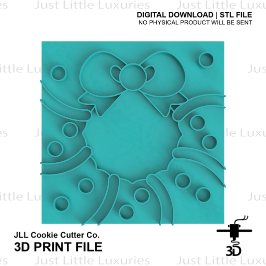 Wreath Cookie Square Cutter and Embosser - 3 Sizes (DIGITAL DOWNLOAD)