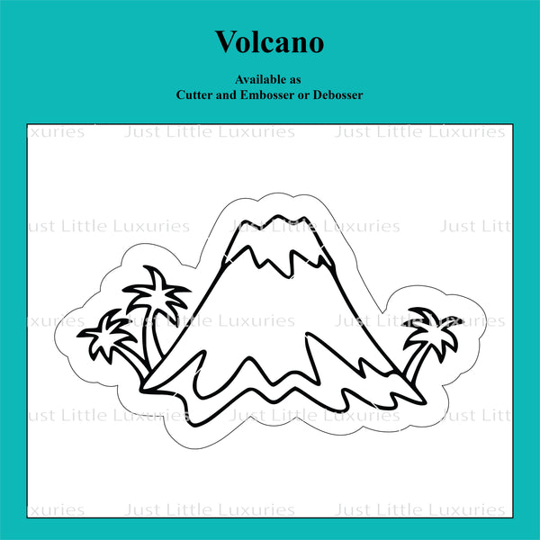 Cartoon Dinosaur Set - Volcano Cookie Cutter and Embosser.