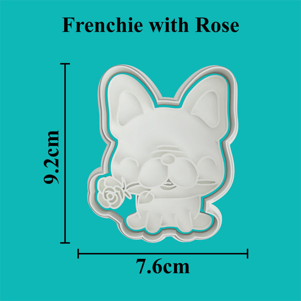 French Bulldog with Rose -Valentine's Day cutter and embosser