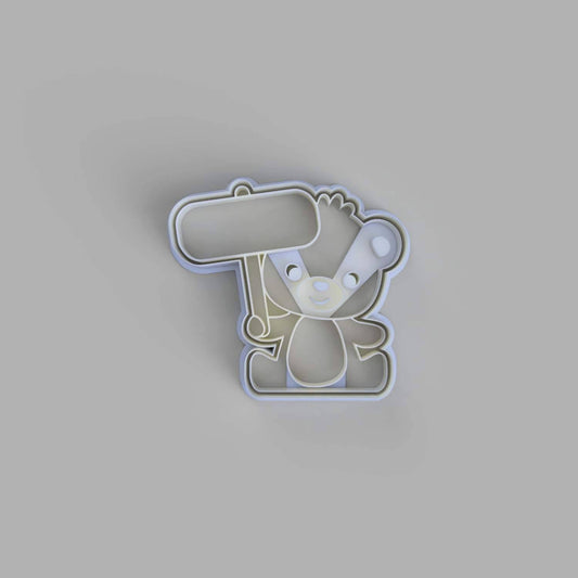 Teddy Bear Holding a Sign Cookie Cutter - just-little-luxuries