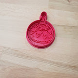 Christmas bauble cookie cutter - round bauble with hearts - just-little-luxuries