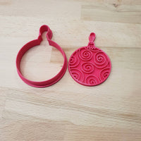 Christmas bauble cookie cutter - round bauble with spirals - just-little-luxuries