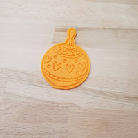 Christmas bauble cookie cutter - round bauble with hearts - just-little-luxuries
