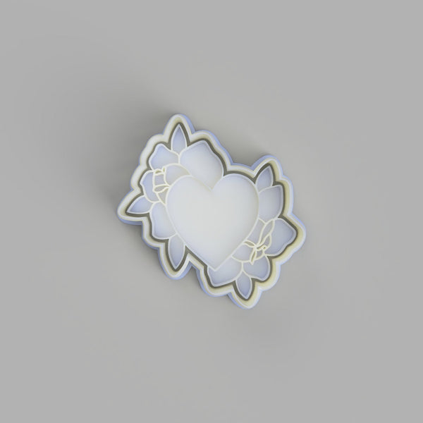 Heart with Roses - Tattoo Style Cookie Cutter and Embosser - just-little-luxuries
